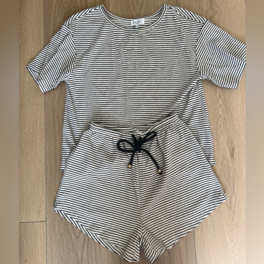 Sabo Skirt striped short and tee set